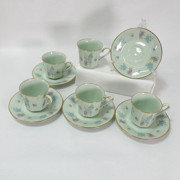 Noritake | ノリタケ ◆ 洋食器 ノリタケ|セラドン カップ-ソーサー 5客 雑貨 アンティーク コレクション ギフト
