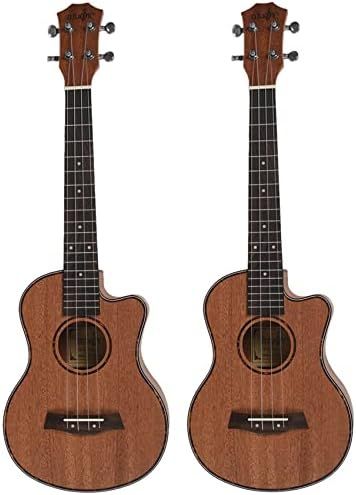 2X テナー アコースティック 26インチのウクレレ 4弦ギター 旅行 ウッド マホガニーの音楽楽器