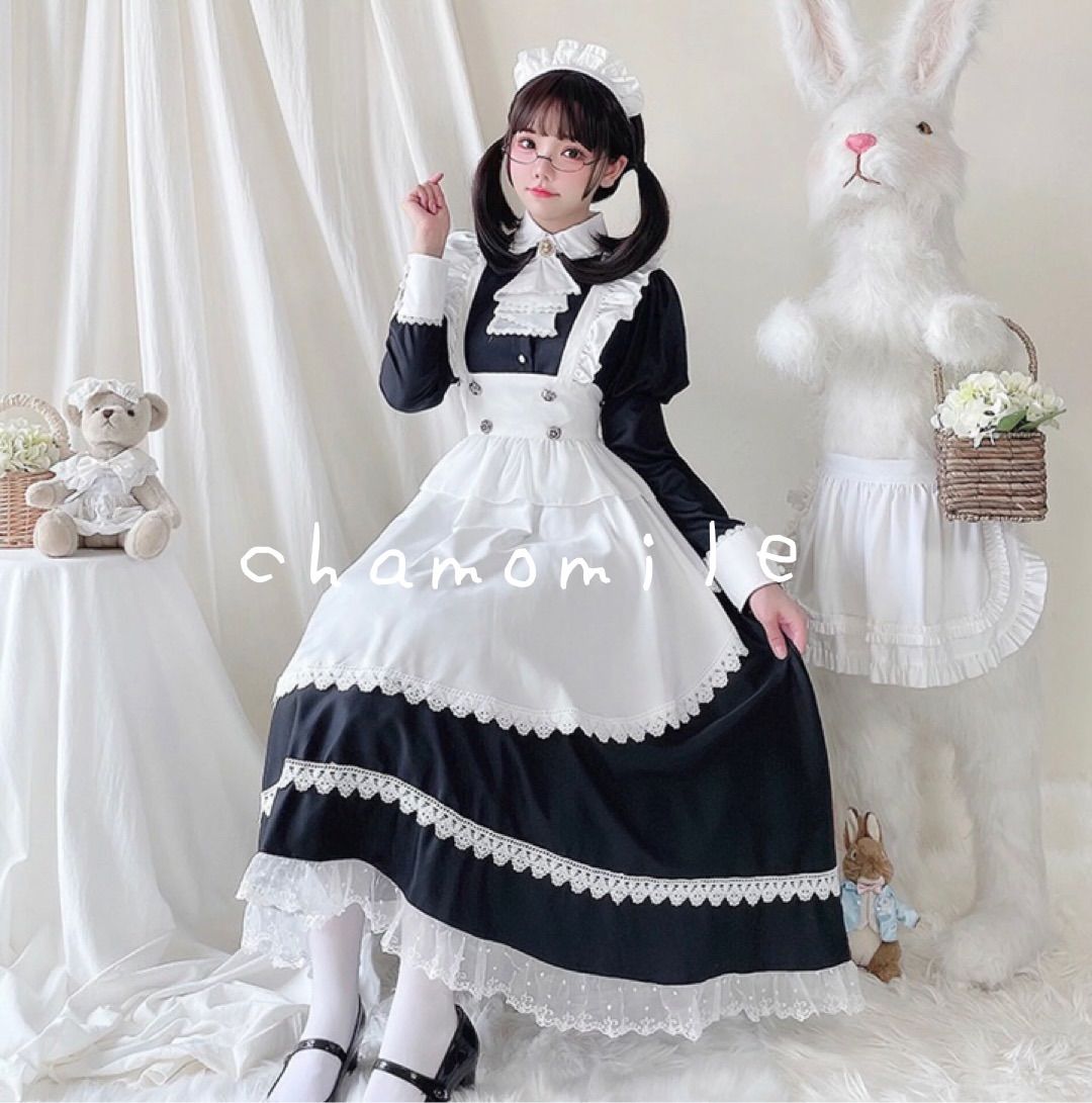 M1】メイド服 長袖 ロング X Lサイズ クラシック コスプレ コン