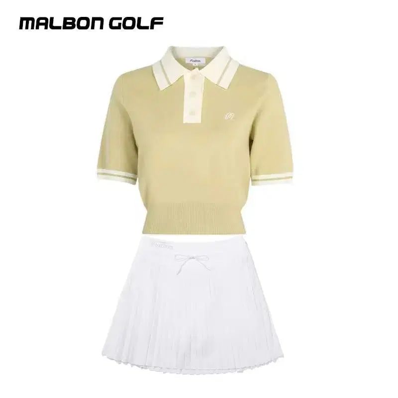 MALBON マルボンゴルフ レディースニット Tシャツ 半袖 ベージュL MALBON GOLF(マルボンゴルフ) クーリングニット半袖