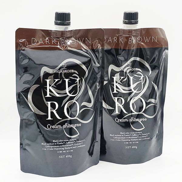 2個セット 計800g バランローズ KUROクリームシャンプー 400g ダークブラウン VALANROSE