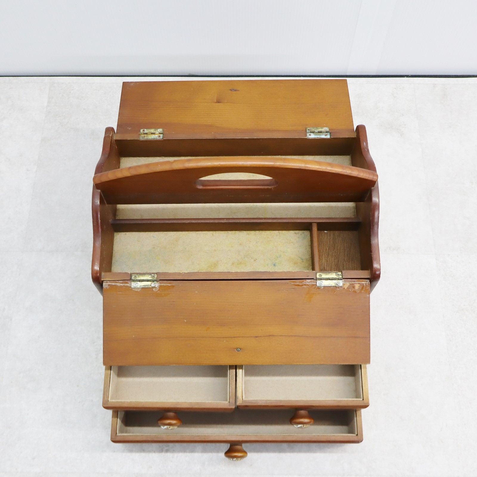 △レトロ アンティーク ｜木製 ソーイングボックス ｜ 裁縫箱 手芸