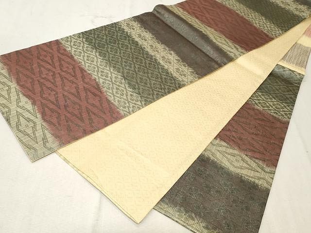 平和屋着物○極上 紋屋井関 御寮織 六通柄袋帯 横段菱花文 正絹 逸品