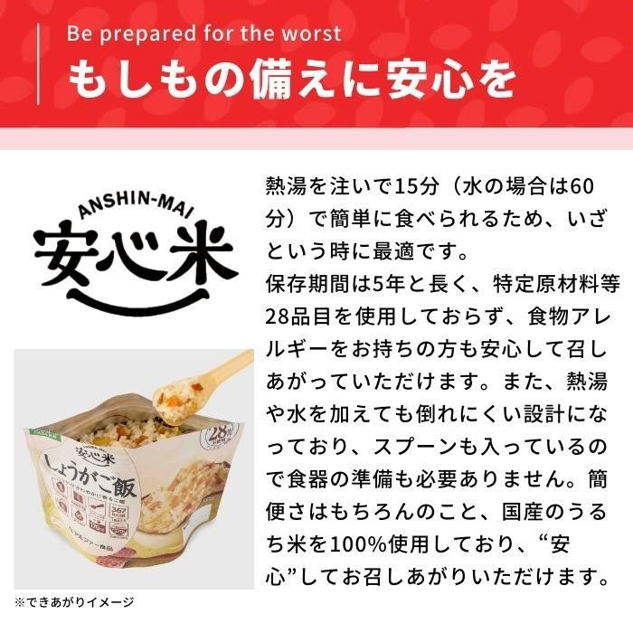 アルファー食品 安心米 しょうがご飯 玄米入り 100g ×15袋 114216621