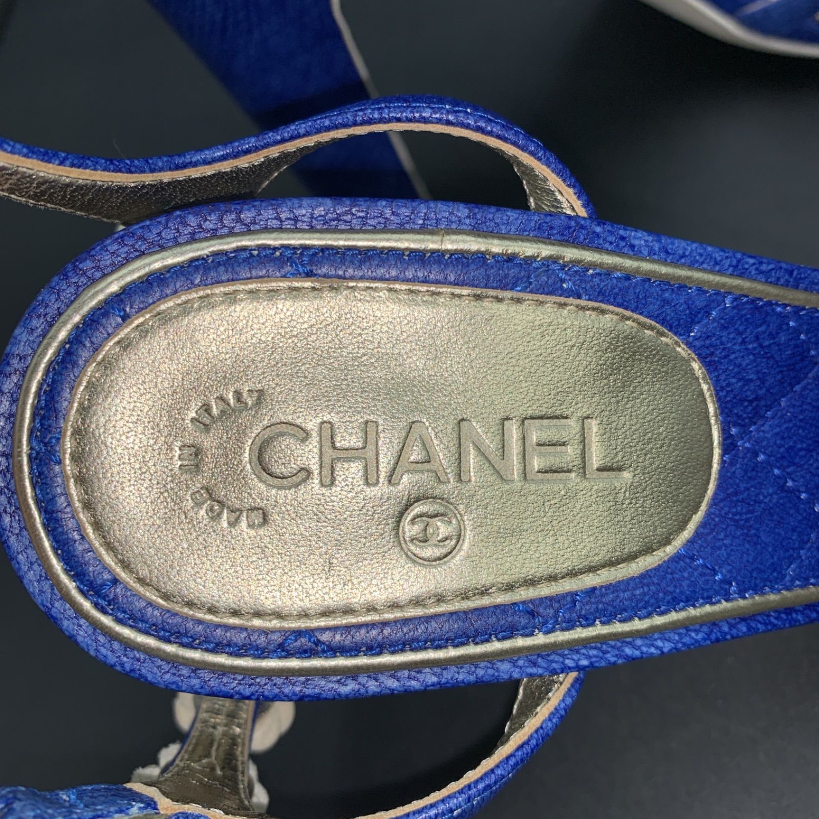 83 CHANEL シャネル サンダル ミュール フラワー パール ビジュー 表記