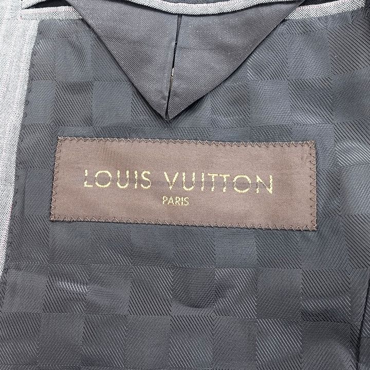 ルイ ヴィトン LOUIS VUITTON ダミエ 裏地 ストライプ スーツ セットアップ ジャケット スラックス 背抜き ウール 48 グレー 11  - メルカリ