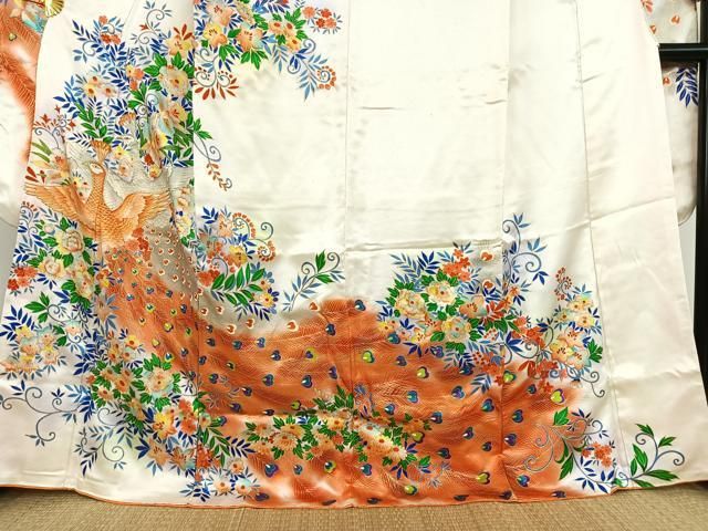 平和屋-こころ店□豪華振袖 駒刺繍 孔雀花文 暈し染め 金彩 正絹 逸品 AAAL0251Bzg - メルカリ