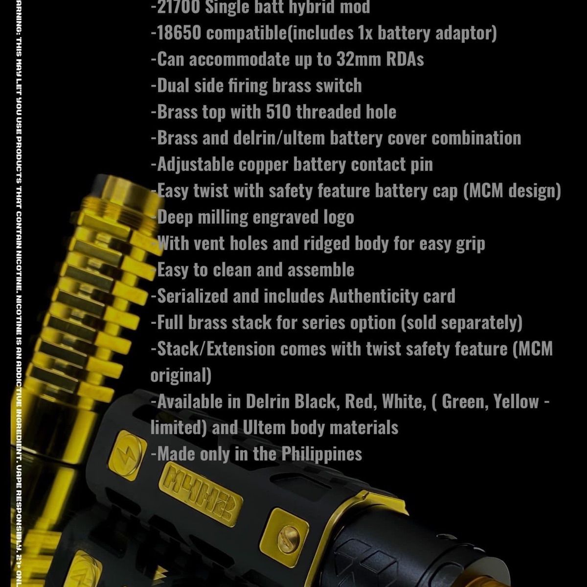 MCM MODS M4H2 MOD 21700 スタック フィリピン VAPE-