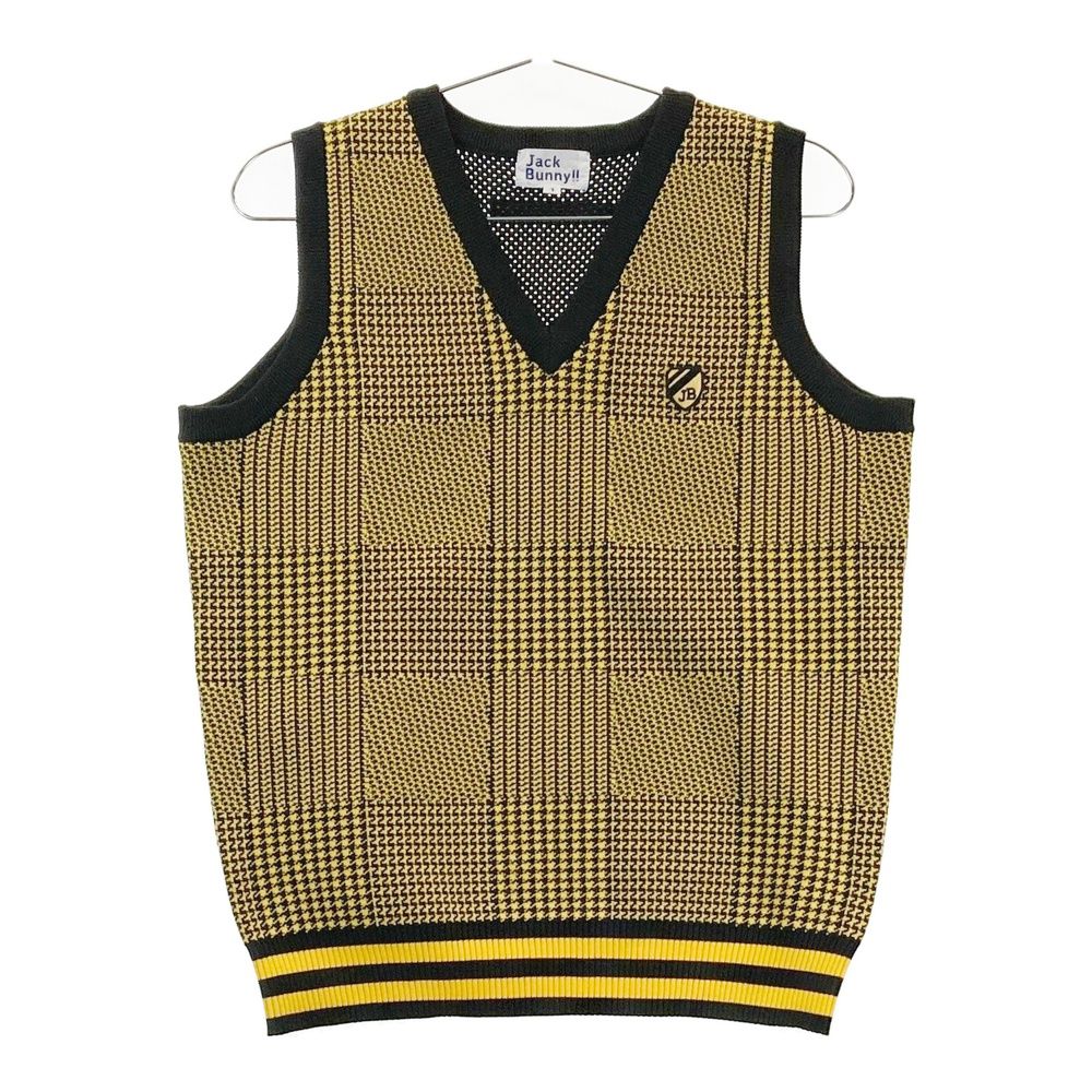 サイズ 1 JACK BUNNY ジャックバニー ニットベスト 千鳥格子柄 イエロー系 240101541533 ゴルフウェア レディース ストスト