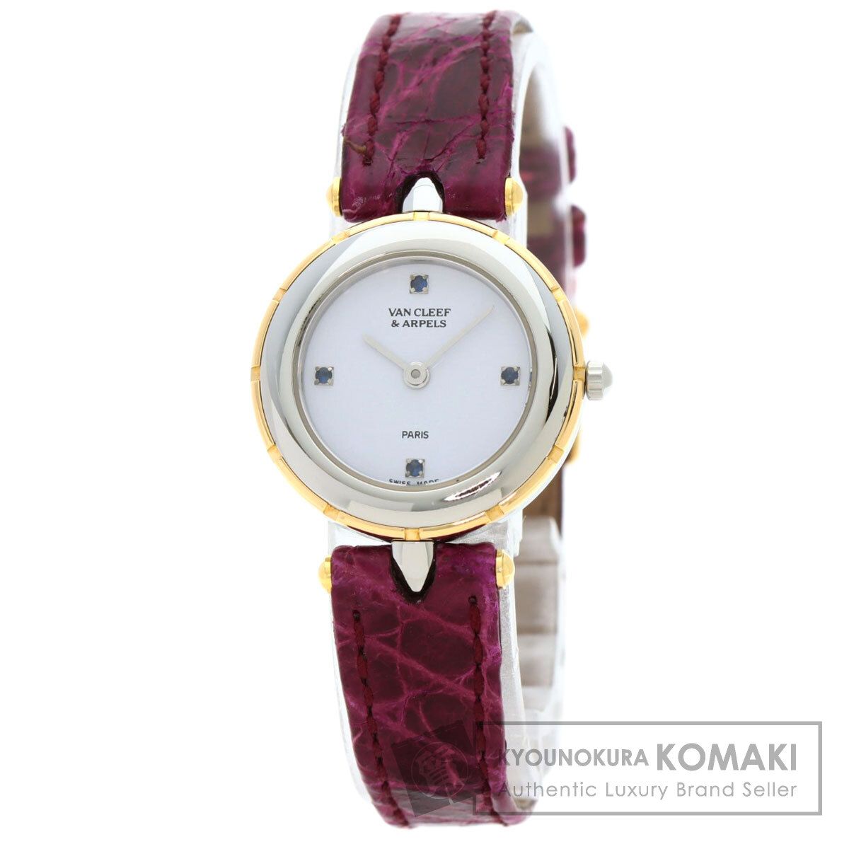 Van Cleef - Arpels ヴァンクリーフ＆アーペル 43607 ラ 腕時計 SS 革 SSxGP レディース