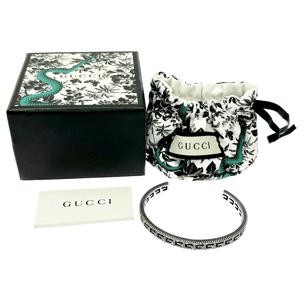 中古】【箱付き】 GUCCI グッチ シルバー スクエアG アラベスク