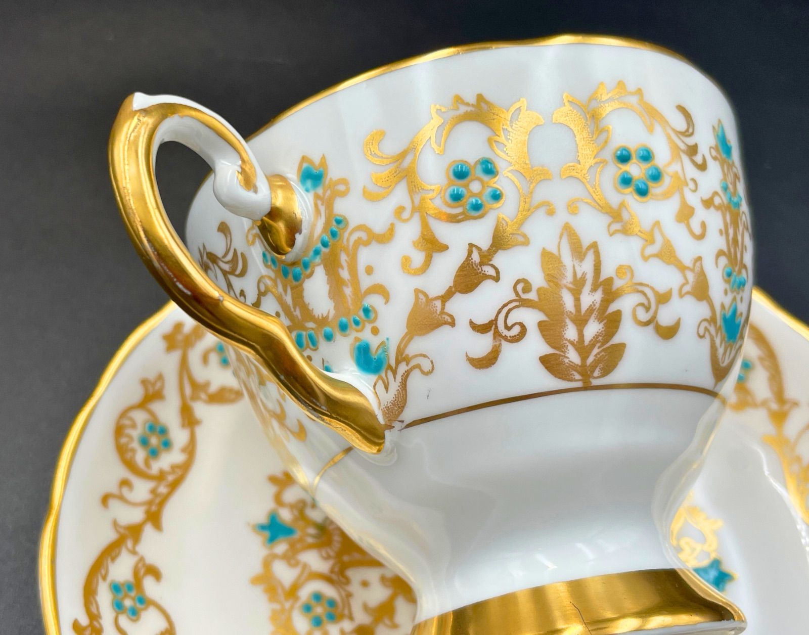 希少】Tuscan（タスカン） 金彩＆ターコイズブルー エナメル 英国