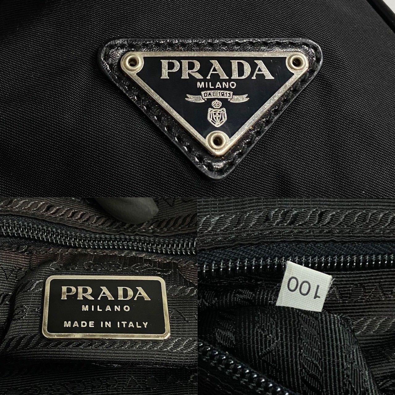 極 美品 希少品 PRADA プラダ 三角ロゴ 金具 ナイロン カーフ レザー 
