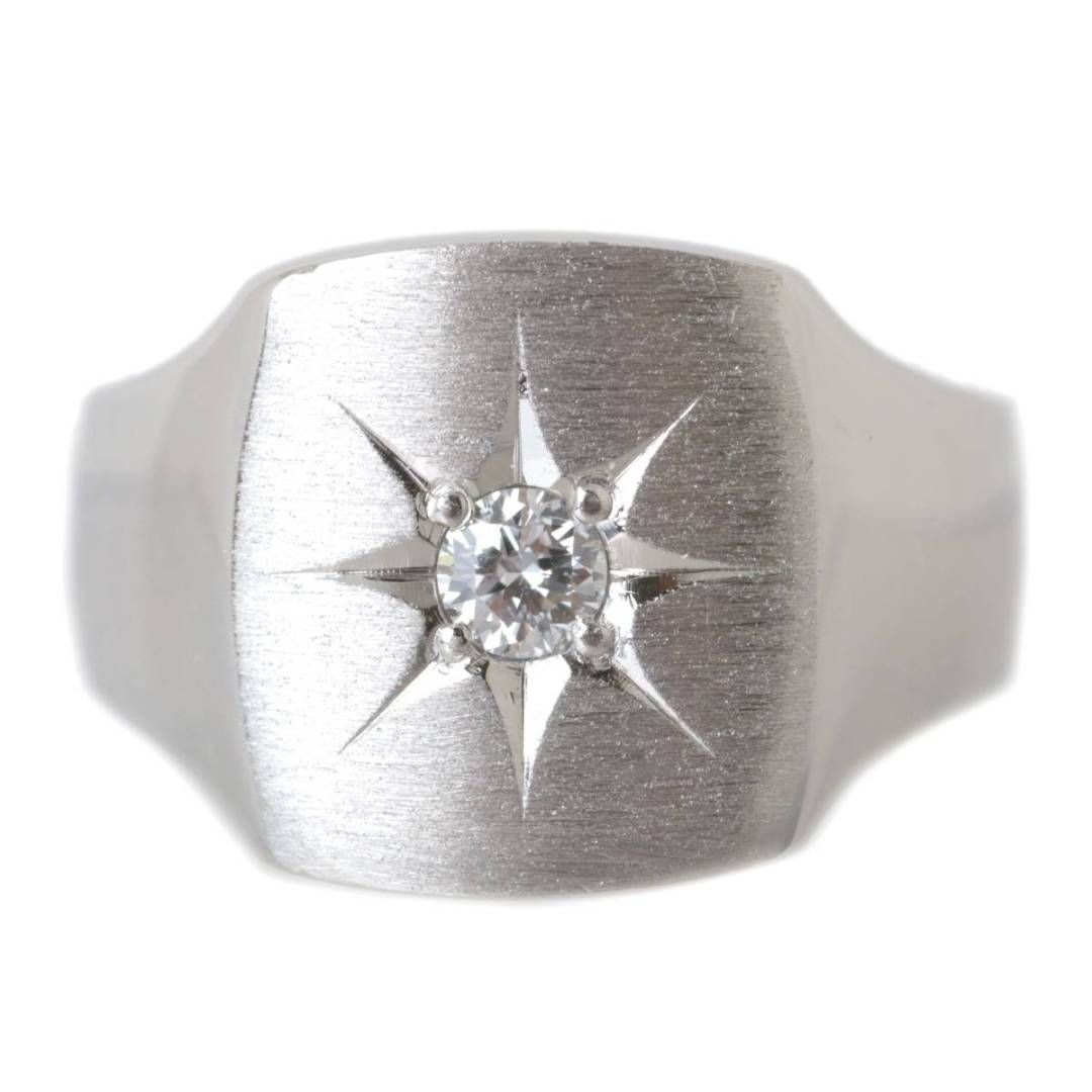 印台 リング 指輪 ダイヤモンド 1P 0.14ct 後光留め Pt900 プラチナ900