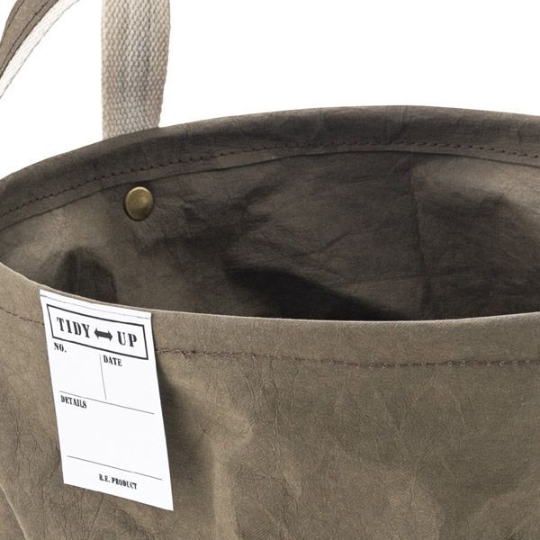 ６Ｐセット クラフト紙バスケット 丸型 φ35×H40cm No.213 カーキ