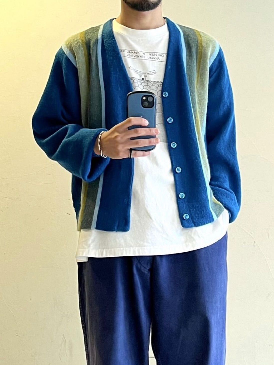 70s 80s USA ニット カーディガン | アクリル ブルー ビンテージ K5-08008-9167