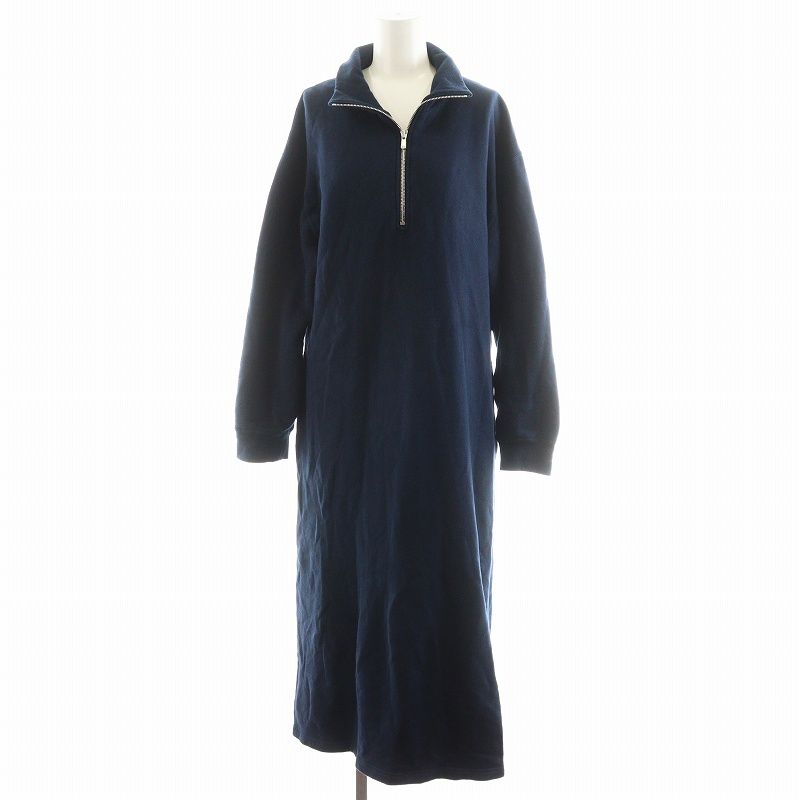 ドゥーズィエムクラス DEUXIEME CLASSE エブリデイアイライク EVERYDAY I LIKE 24AW ハーフジップスウェットドレス ワンピース ロング丈 長袖 コットン 36 紺 ネイビー 24040586801030 |AN25