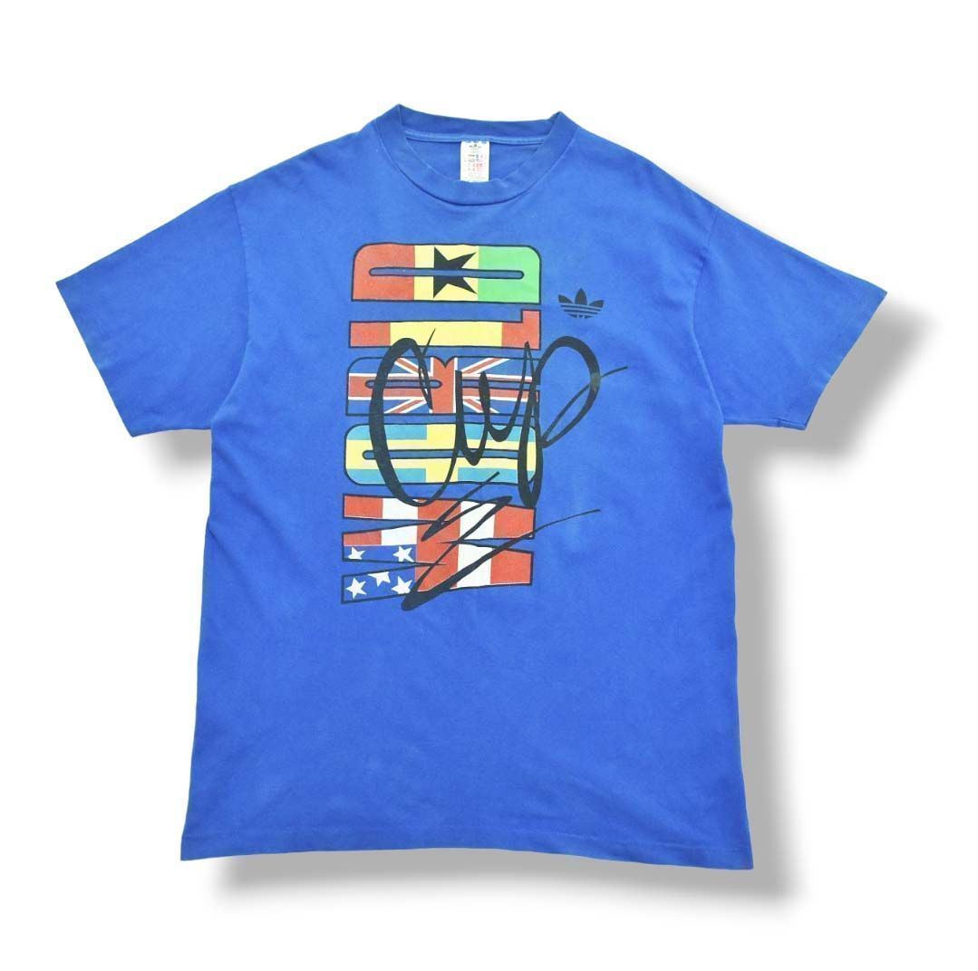 万国旗】 90s ヴィンテージ USA製 アディダス adidas 1994 FIFA アメリカ W杯 記念 Tシャツ L ブルー サッカー -  メルカリ