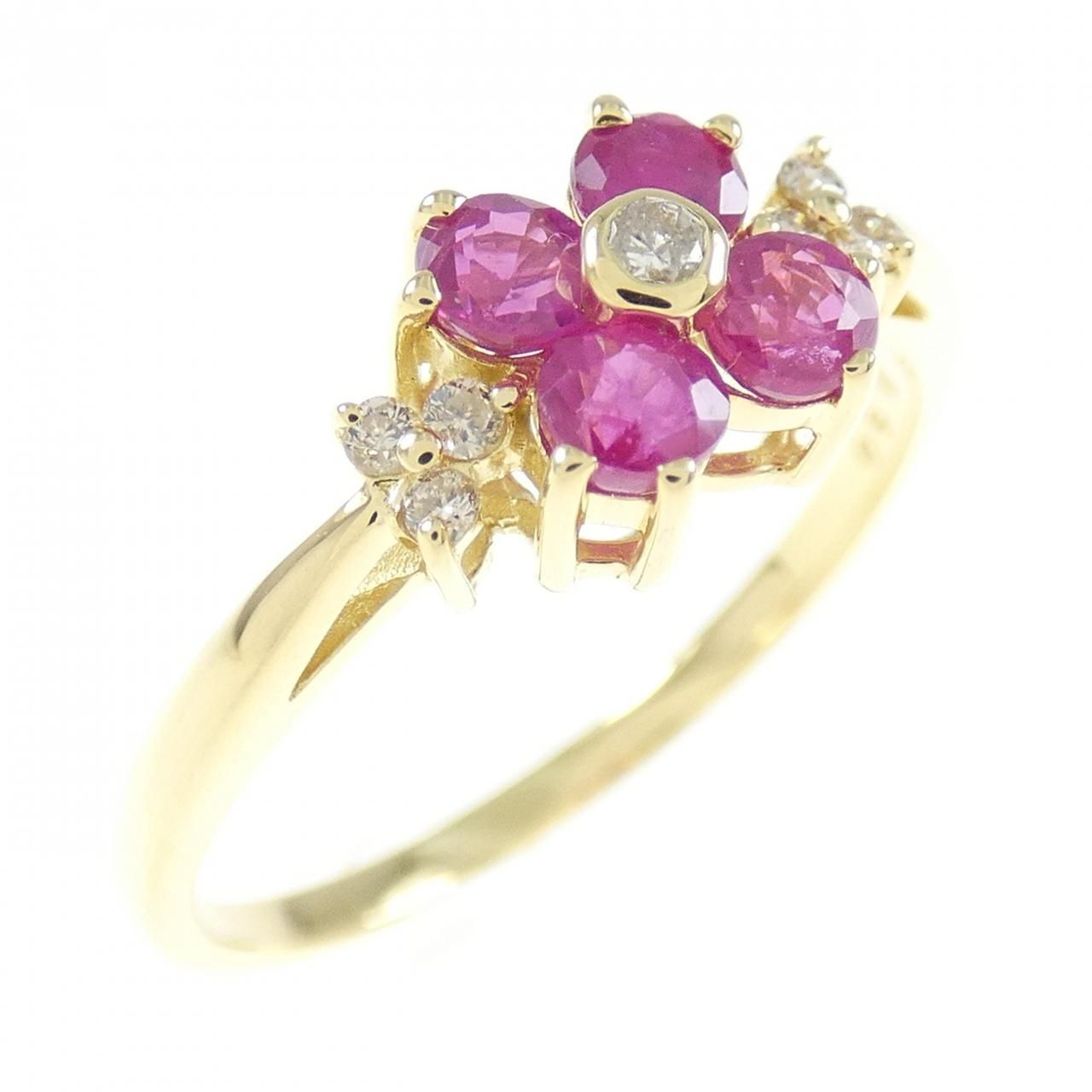K18YG フラワー ルビー リング 0.50CT - メルカリ 
