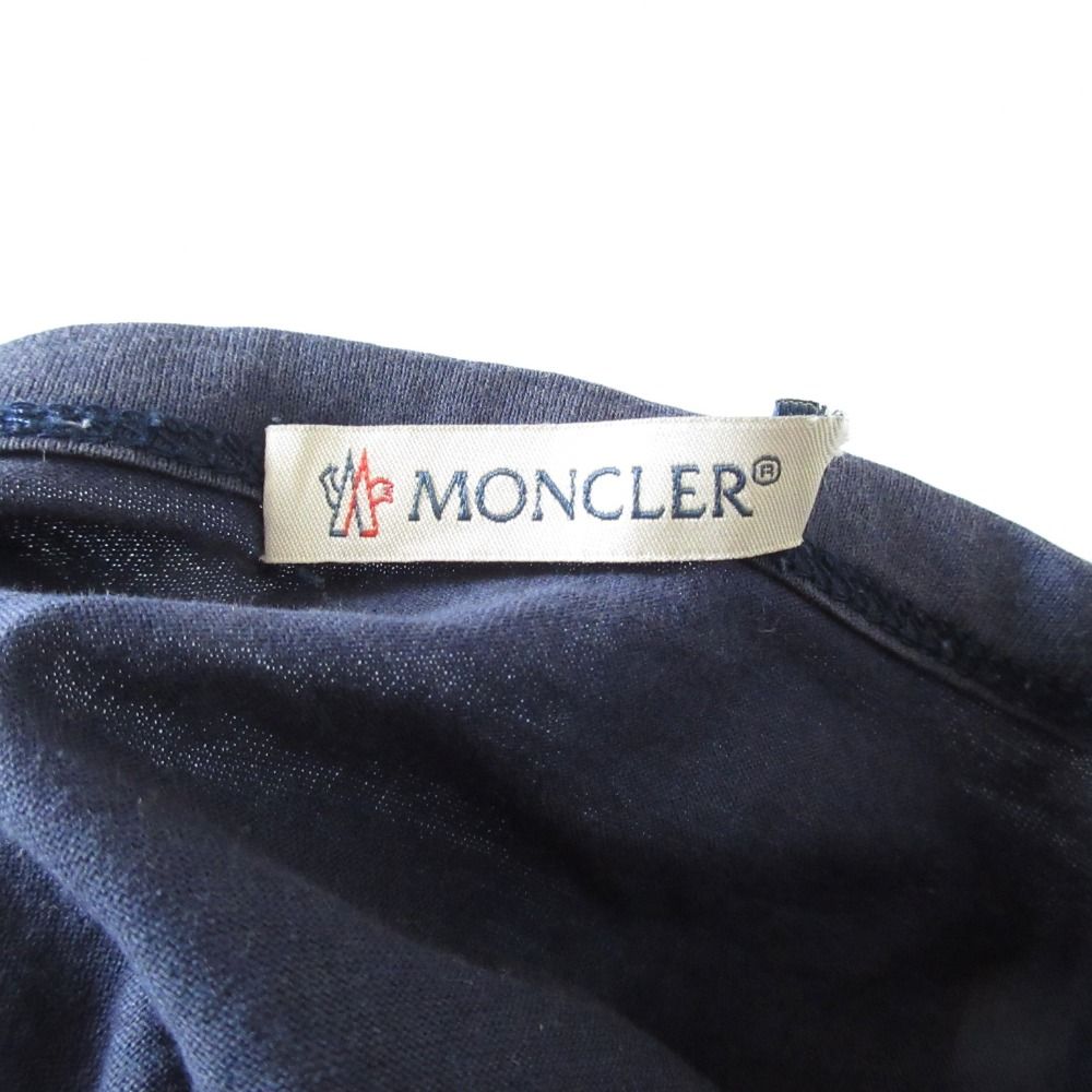 未使用正規品 モンクレール ロゴワッペン トリコロールマフラー 紺系色 美品 MONCLER モンクレール トリコロールワッペン クルーネック 半袖 T