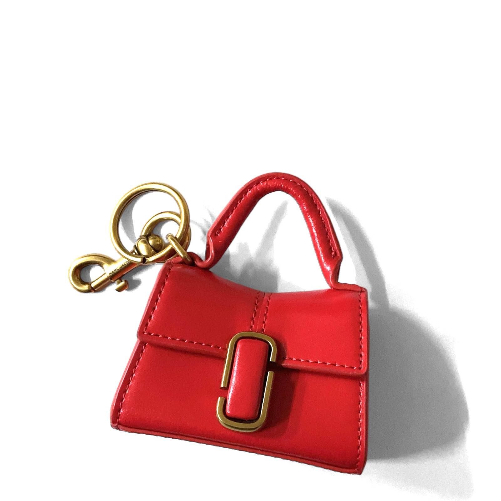 【美品】MARC JACOBS マーク ジェイコブス THE NANO ST. MARC TOP HANDLE CHARM チャーム 小物入れ 牛床革 トゥルーレッド