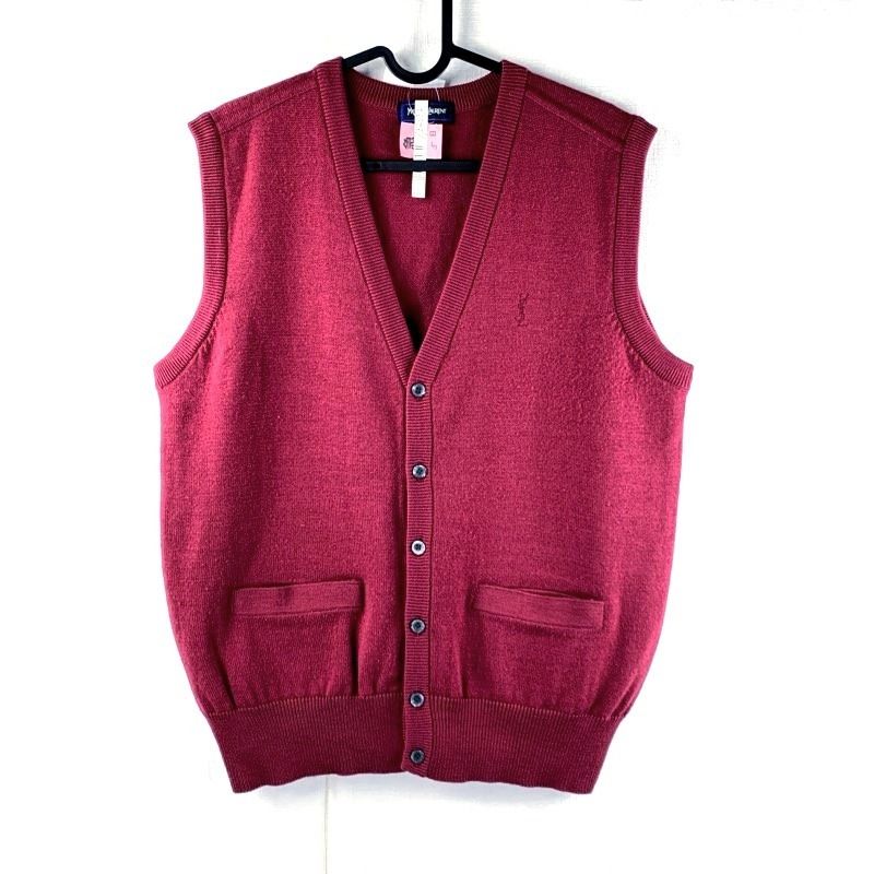 イヴサンローラン YVES SAINT LAURENT ベスト ニット えんじ色 L