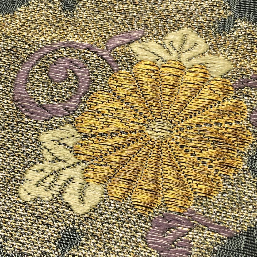 袋帯 雪輪 菊 松 花菱 刺繍 金糸 鈍色 O-5010 - メルカリ 袋帯 雪輪 菊 松 花菱 刺繍 金糸 鈍色 O-5010 - メルカリ