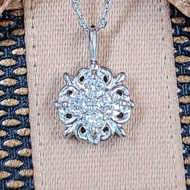 0.14ct ダイヤモンド K18 WG ネックレス 鑑別書付 18金 ホワイトゴールド ペンダント 4月誕生石