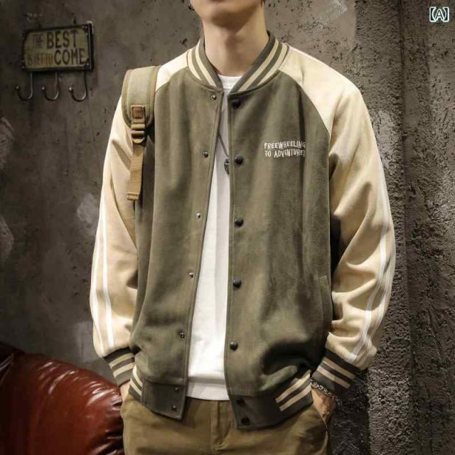  種類3：L（65-75kg）/C：墨緑（+） メンズ 男性用 ファッション オシャレ シンプル 大人 かっこいい ストリート ヒップホップ HipHop ダーク グリーン ゆったり 秋冬 厚手 オートバイ ジャケット その他