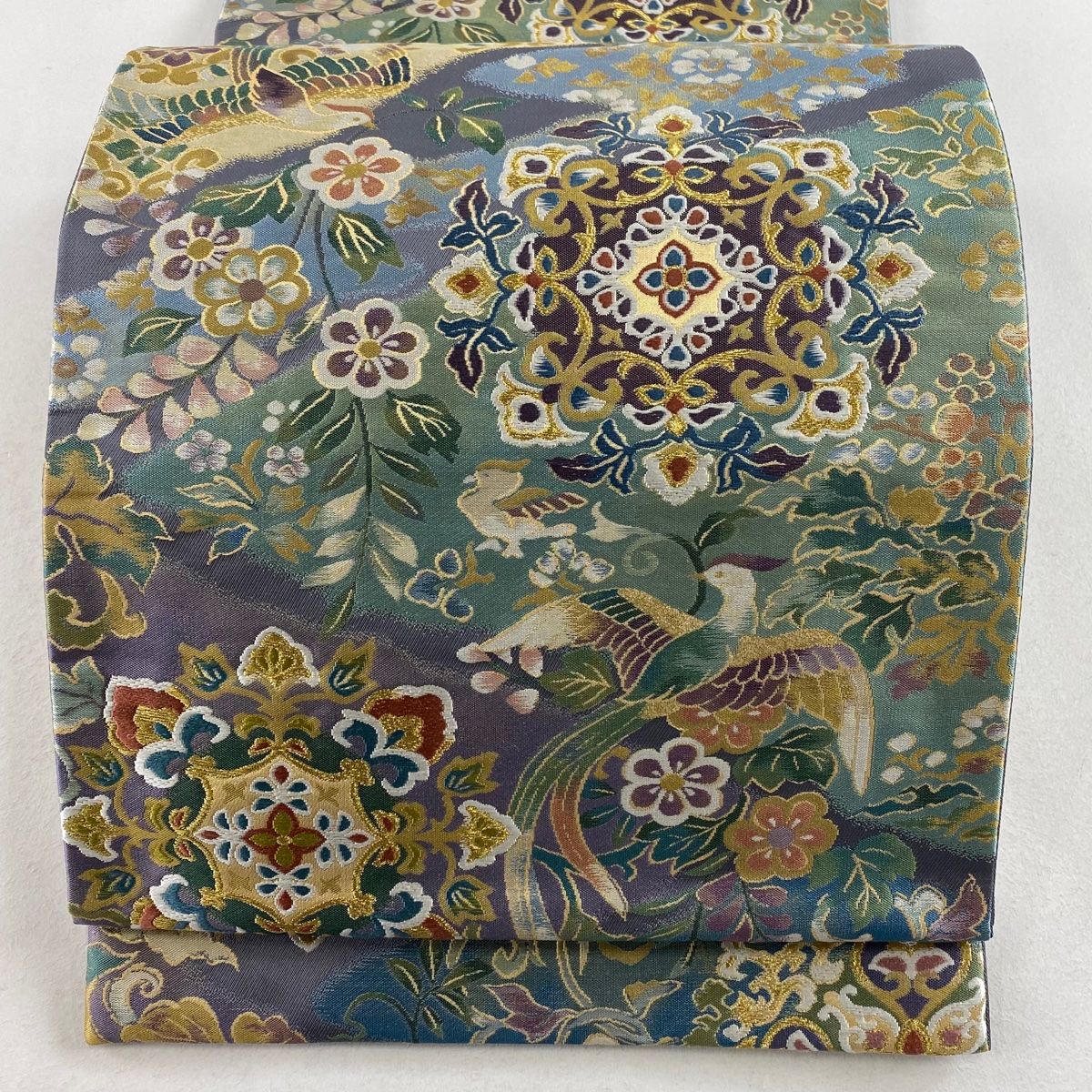 六通］袋帯 中古美品 藍染 O-330 楽天市場】六通柄 袋帯の