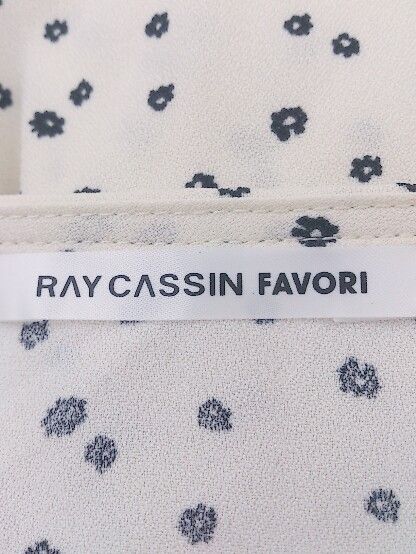 ◇ RAY CASSIN FAVORI 花柄 Vネック 長袖 膝下丈 ワンピース サイズF オフホワイト ブラック系 レディース P  【1304010004058】