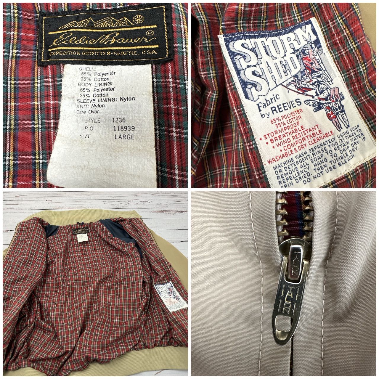 70s USA製 Eddie Bauer STORM SHED エディーバウアー 裏地チェック 黒 
