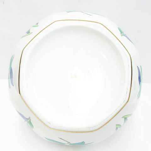 香蘭社 有田焼 金彩 八角花瓶 茶席の花 絵変わり 花瓶 壺 花台 香蘭社 有田焼 金彩 八角花瓶 茶席の花 絵変わり 花瓶 壺 Z005-0507①