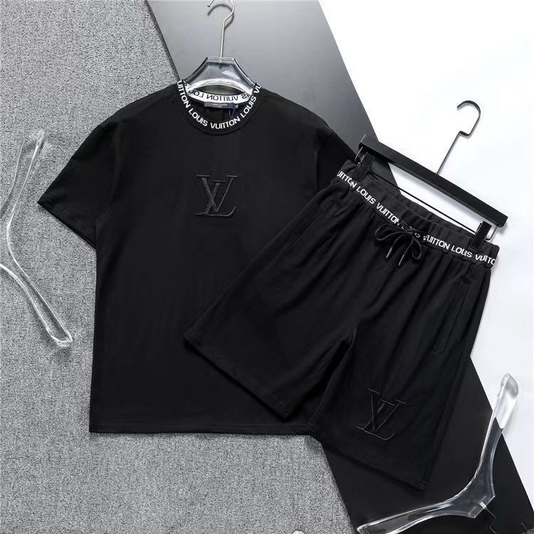 LOUIS VUITTON ルイヴィトン LV ラウンドネッククラシックロゴ半袖 Tシャツ ショーツ/半袖/上下セット