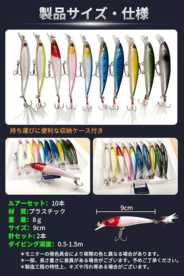ルアーセット ミノー シンキングミノー フィッシングルアー