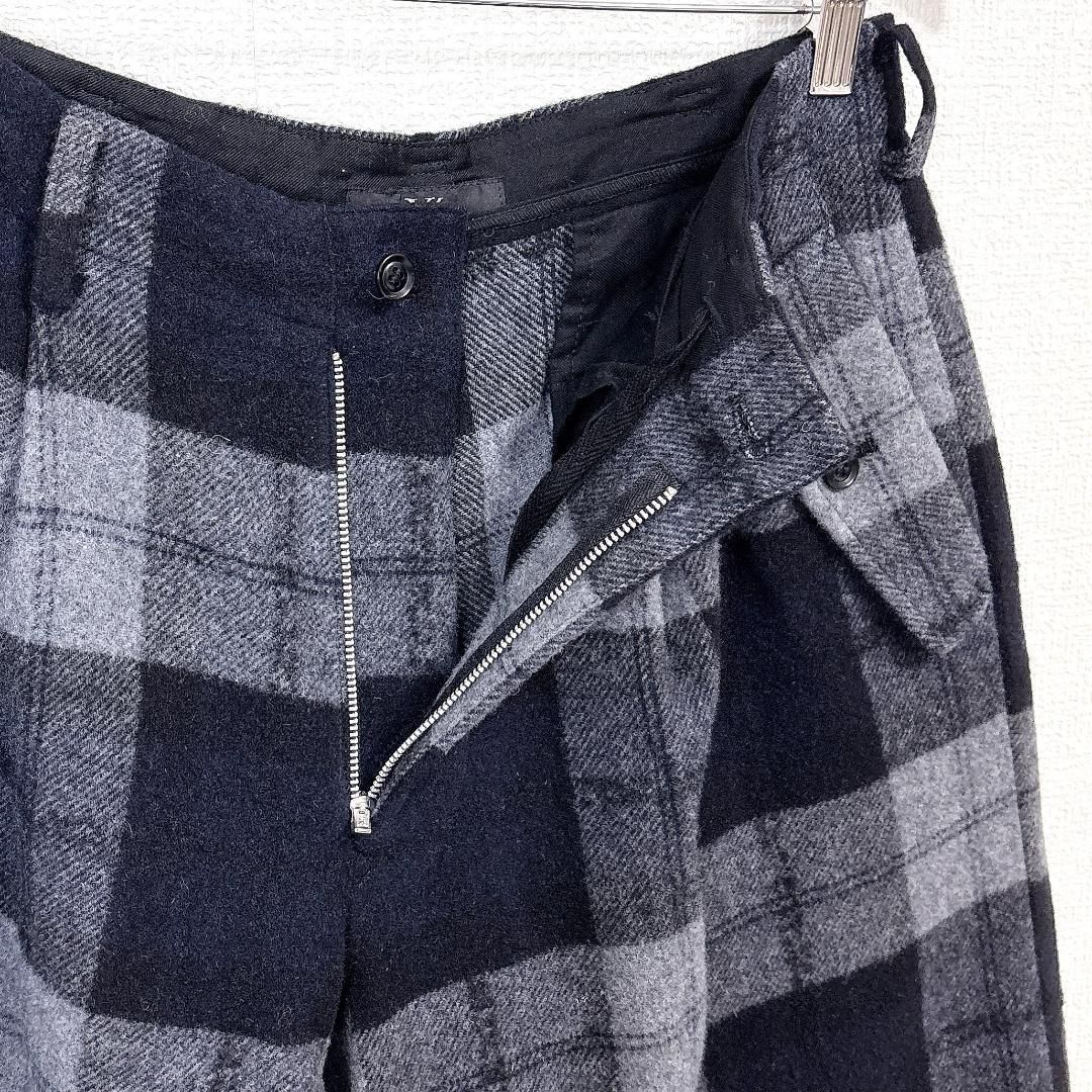 Y s ワイズやヨウジヤマモト ウールワイドパンツ 2 チェック DECORATOM_COM_BR