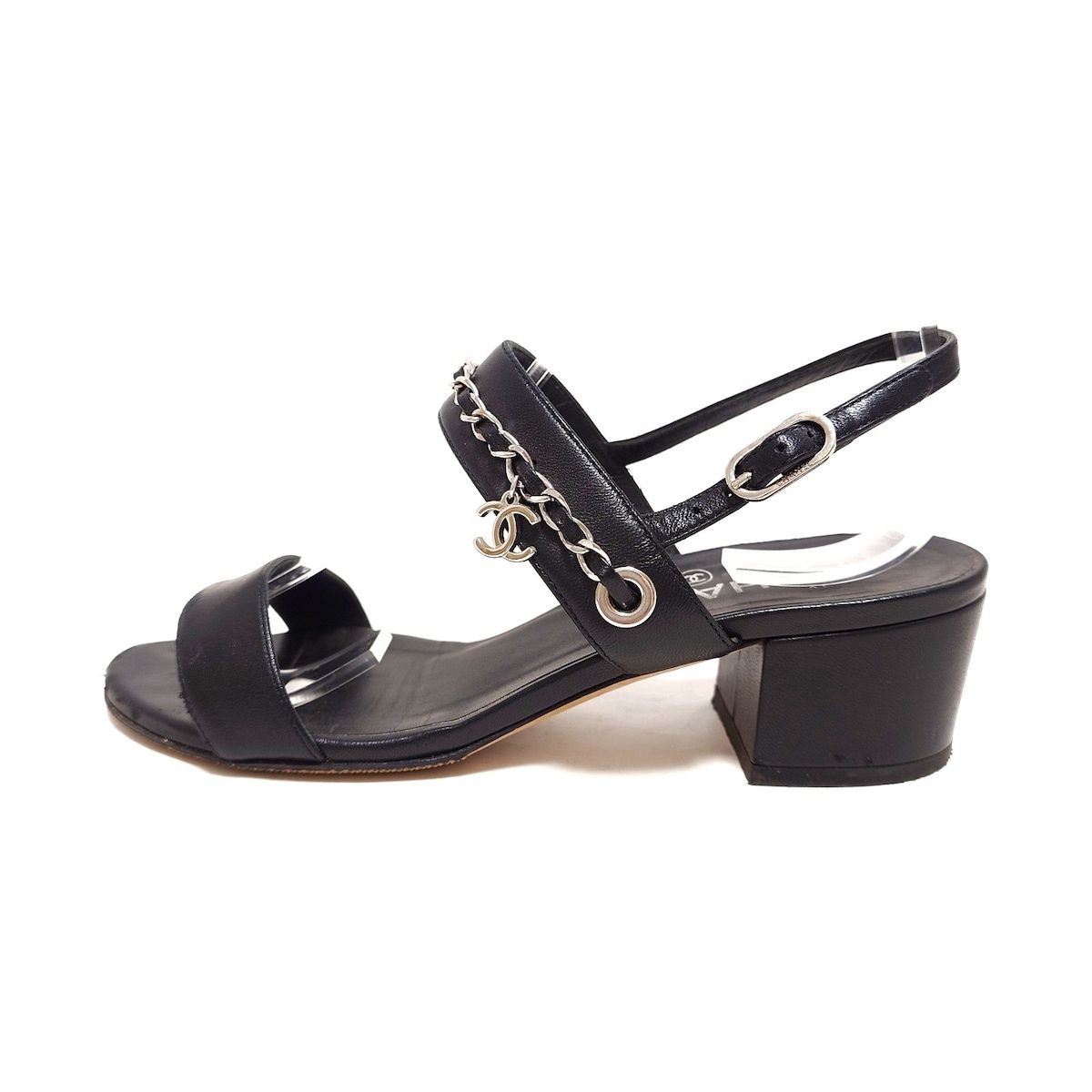 CHANEL(シャネル) サンダル 36 C レディース - G33719 黒 チェーン 