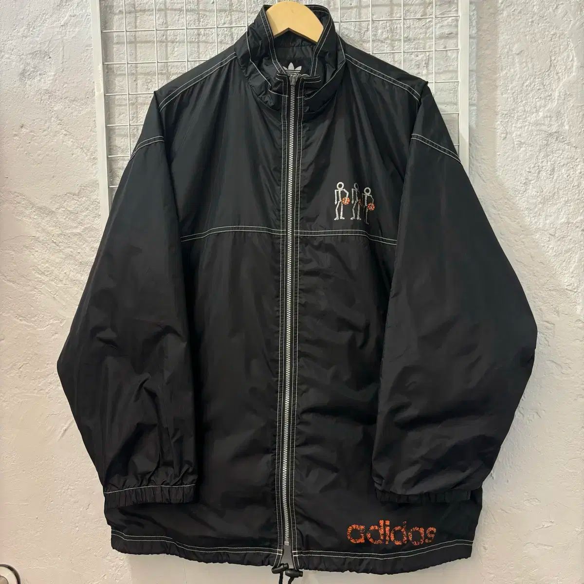 90s adidas アディダス オールドスクール バスケットボール ストリート ボール 黒 ウインドブレーカー L
