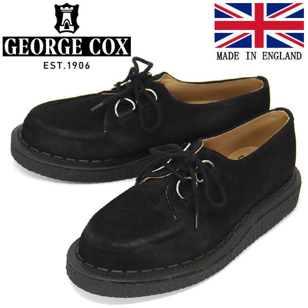 GEORGE COX (ジョージコックス) HAMILTON BINGLEY IVC ラバーソール レザーシューズ 090 BLACK SUEDE gc UK9-約28.0cm