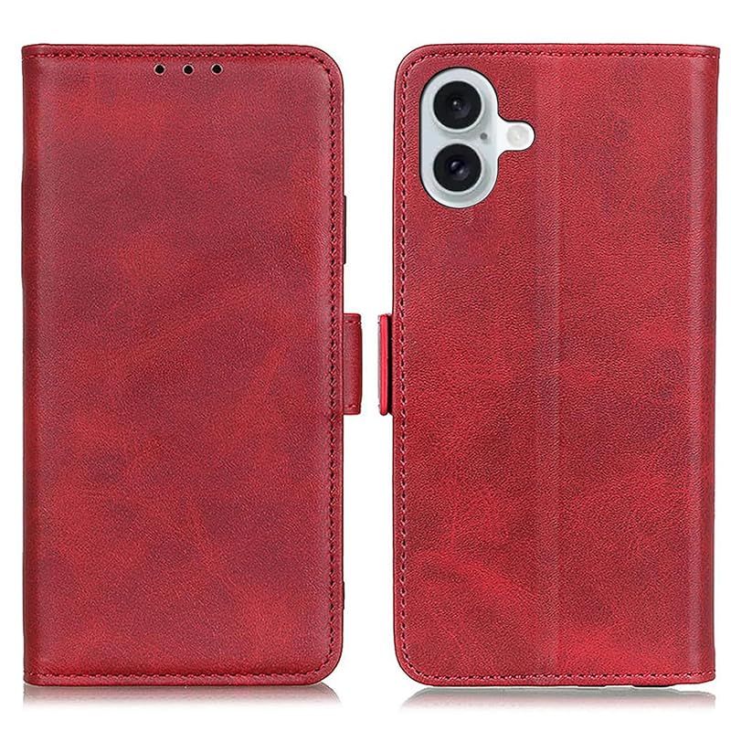 新品　For iPhone 16 plus ケース 手帳型 アイフォン 16 プラス 手帳 ケース 高級PUレザー シンプル手帳ケース 耐摩擦 サイドマグネット式 カード収納 大容量 3枚 横置きスタンド機能 耐衝撃 レッド