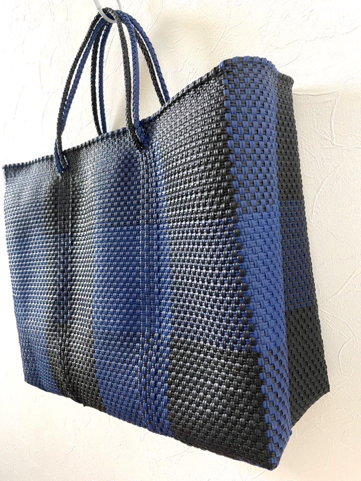 メキシコ製メルカドバッグLサイズ／ブルー×ブラックビッグ