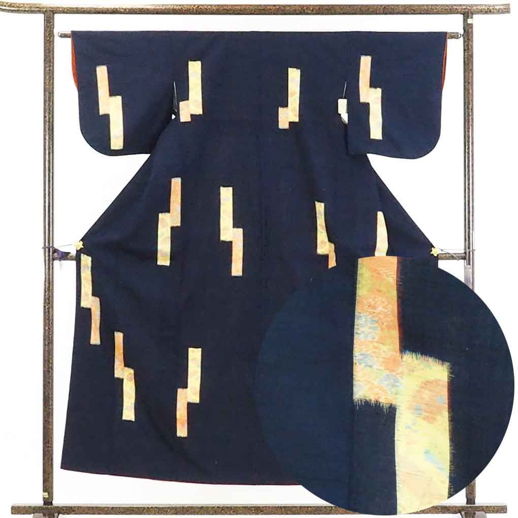 紬 身丈154cm 裄62cm 前幅22.5cm 後幅28cm 袖丈44cm 袷仕立