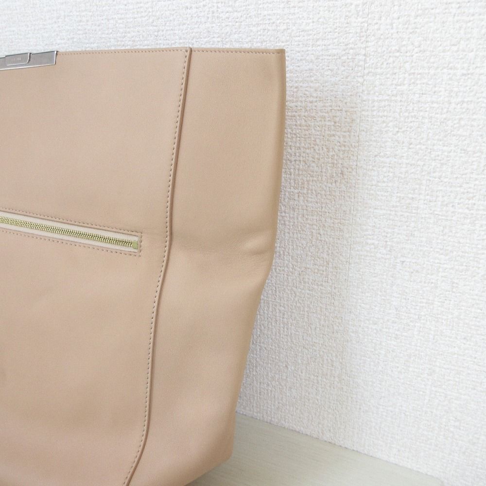 良品 CELINE セリーヌ レザー クラッチバッグ ピンクベージュ  