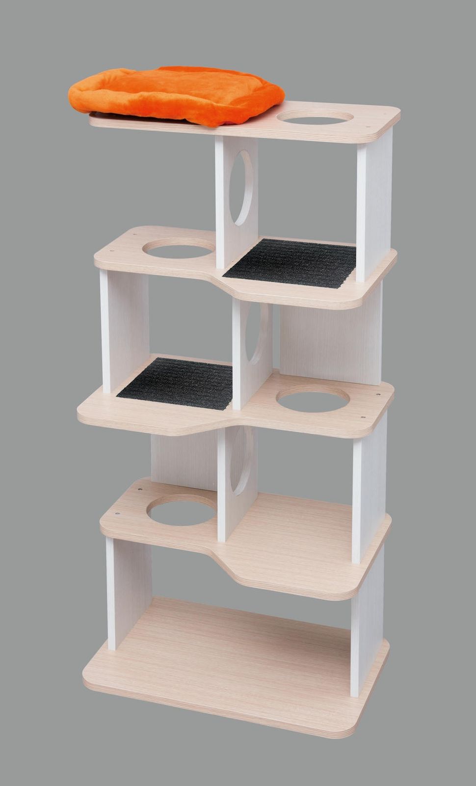 アイリスオーヤマ キャットタワー インテリアキャットランド W593×D380×H1202mm 据え置き型 L サイズ 猫タワー ブリッジ ステップ 室内猫用 オフホワイト フレンチオーク IRIS OHYAMA P-ICL-L