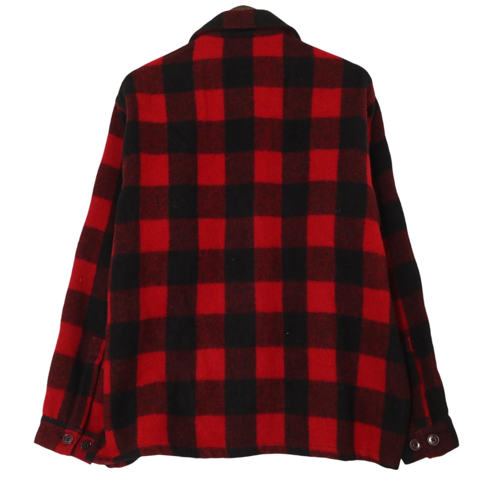 古着 Woolrichウールジャケット 黒 赤 チェック柄