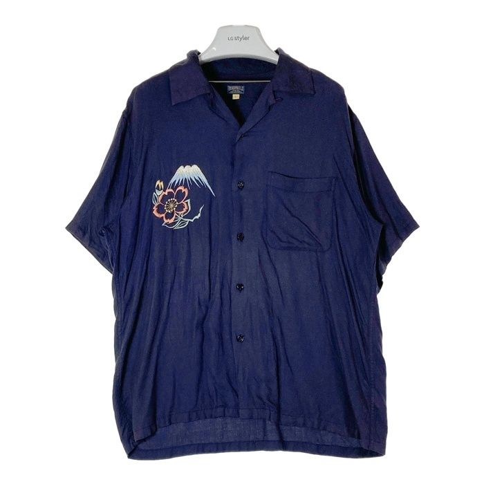 TOYO ENTERPRISE 東洋エンタープライズ TT32378 オープン レーヨン スカシャツ 半袖 ネイビー sizeL