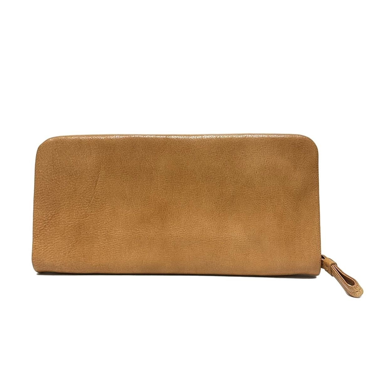 genten ゲンテン 長財布 - ライトブラウン ラウンドファスナー レザー