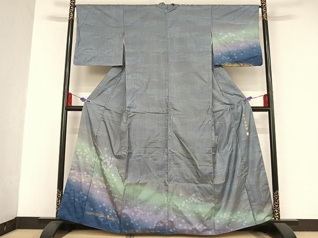 平和屋着物●西陣織　陰山織物謹製　箔屋清兵衛　本場染大島紬　訪問着　霞文　暈し染め　金彩　正絹　逸品　AAAT9391np 平和屋着物○西陣織 陰山織物謹製 箔屋清兵衛 本場染大島紬 訪問着 霞