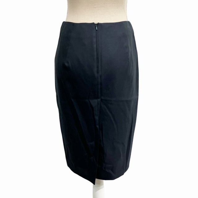 マックスマーラ MAX MARA 白タグ ひざ丈 スカート シルク混 紺