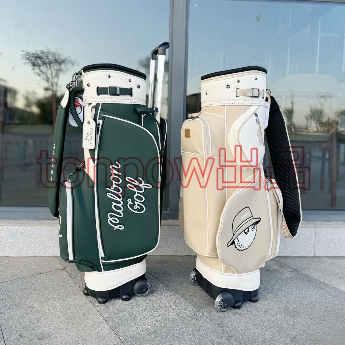 Malbon golf マルボンゴルフ キャディバッグ キャスター型 ホワイト Malbon マルボンゴルフ キャスター型 キャディバッグホワイト ゴルフ